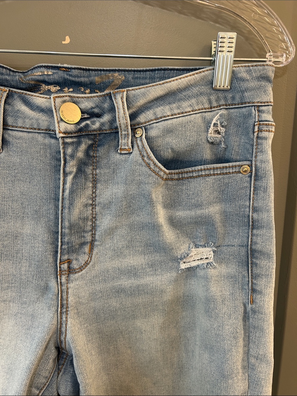 Seven7 Light Blue Distressed Denim Bermuda Shorts women’s size 10 - Picture 2 of 5